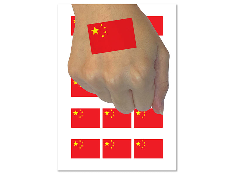 China Flag Temporary Tattoo Water Resistant Fake Body Art Set Collection (1 Sheet)