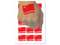 China with Waving Flag Cute Temporary Tattoo Water Resistant Fake Body Art Set Collection (1 Sheet)