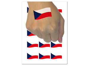 Czech Republic with Waving Flag Cute Temporary Tattoo Water Resistant Fake Body Art Set Collection (1 Sheet)
