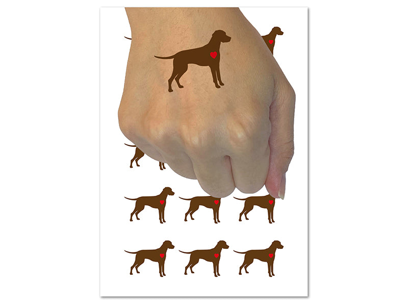 Dalmatian Dog with Heart Temporary Tattoo Water Resistant Fake Body Art Set Collection (1 Sheet)