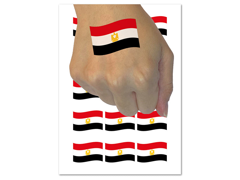 Egypt with Waving Flag Cute Temporary Tattoo Water Resistant Fake Body Art Set Collection (1 Sheet)