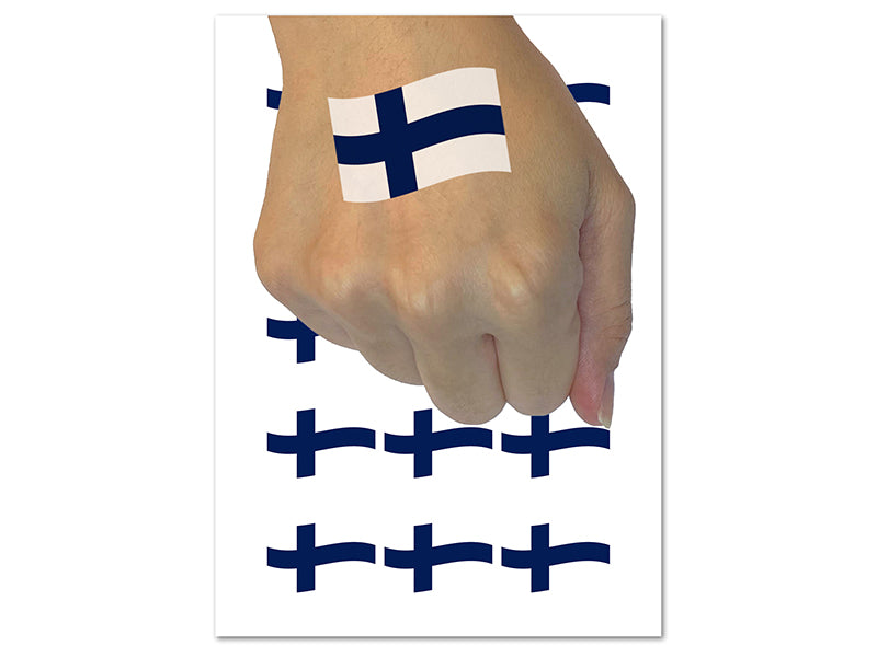 Finland with Waving Flag Cute Temporary Tattoo Water Resistant Fake Body Art Set Collection (1 Sheet)