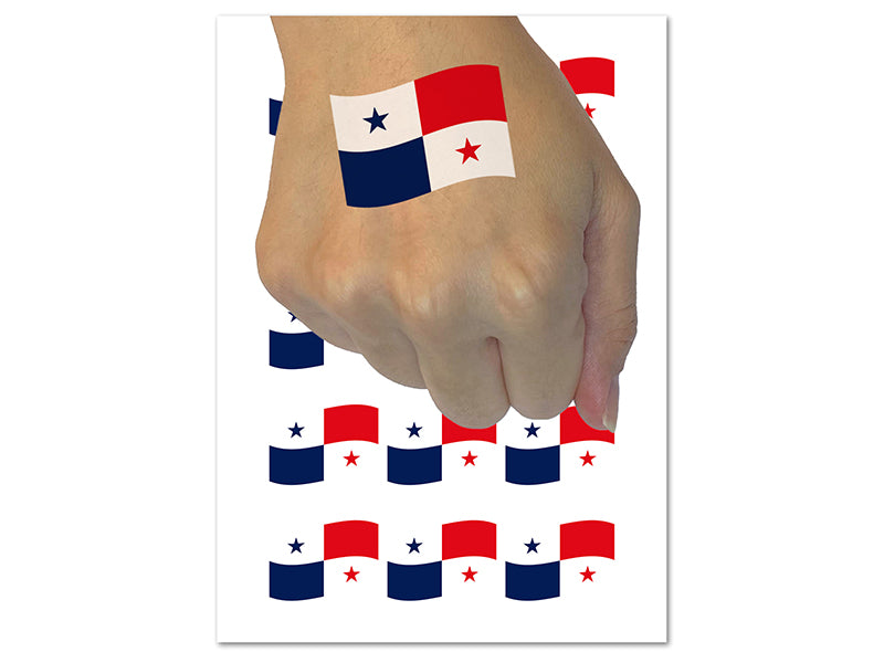 Panama with Waving Flag Cute Temporary Tattoo Water Resistant Fake Body Art Set Collection (1 Sheet)
