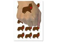 Shetland Sheepdog Sheltie Dog with Heart Temporary Tattoo Water Resistant Fake Body Art Set Collection (1 Sheet)