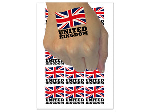 United Kingdom with Waving Flag Union Jack Cute Temporary Tattoo Water Resistant Fake Body Art Set Collection (1 Sheet)