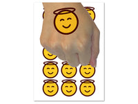 Angel Face Halo Emoticon Temporary Tattoo Water Resistant Fake Body Art Set Collection (1 Sheet)