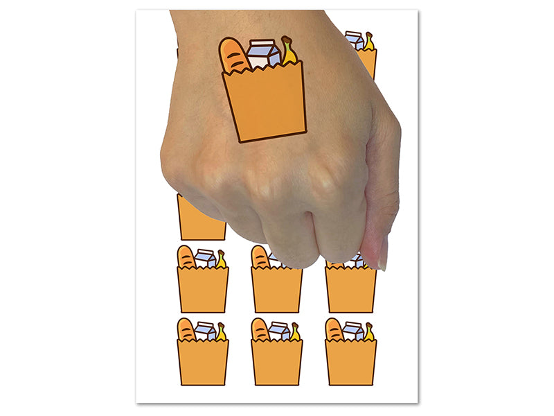 Groceries Grocery Store Icon Temporary Tattoo Water Resistant Fake Body Art Set Collection (1 Sheet)