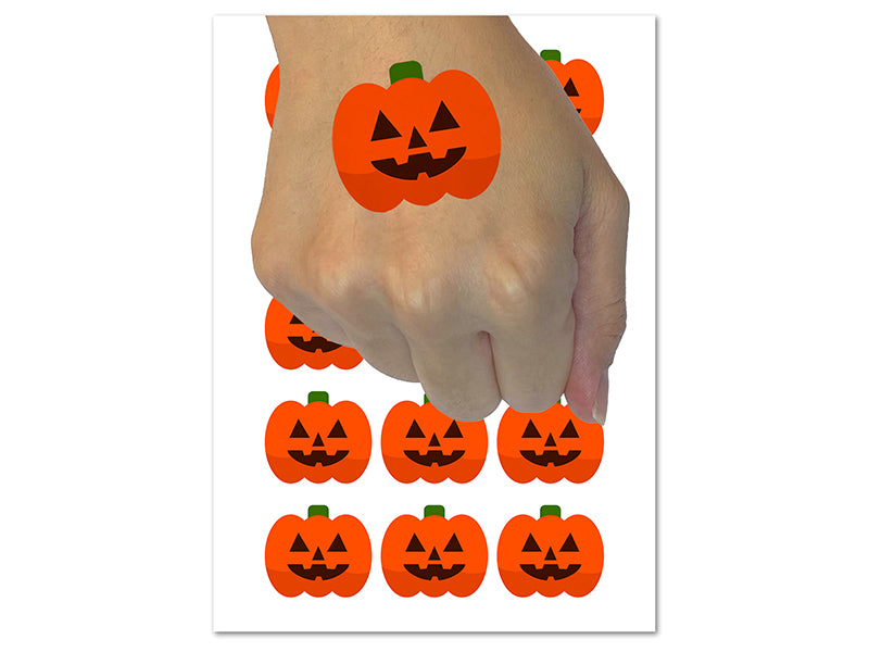 Jack O'Lantern Happy Halloween Pumpkin Temporary Tattoo Water Resistant Fake Body Art Set Collection (1 Sheet)