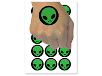 Sad Alien Emoticon Temporary Tattoo Water Resistant Fake Body Art Set Collection (1 Sheet)