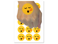 Singing Face Music Emoticon Temporary Tattoo Water Resistant Fake Body Art Set Collection (1 Sheet)