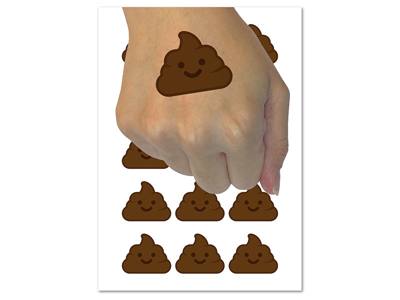 Smile Poop Face Emoticon Temporary Tattoo Water Resistant Fake Body Art Set Collection (1 Sheet)