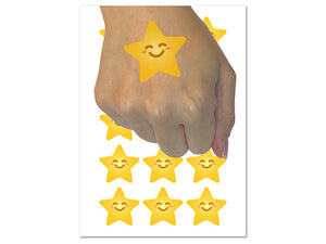 Star Happy Face Emoticon Temporary Tattoo Water Resistant Fake Body Art Set Collection (1 Sheet)