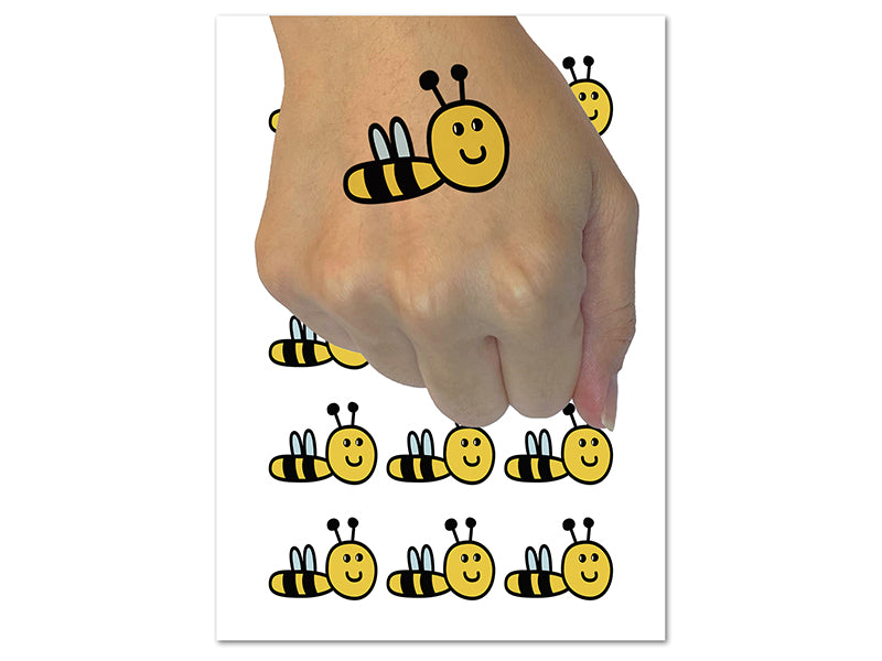 Sweet Bee Doodle Temporary Tattoo Water Resistant Fake Body Art Set Collection (1 Sheet)