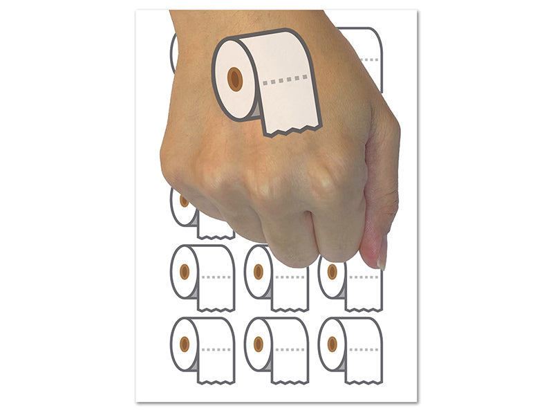Toilet Paper Roll Icon Temporary Tattoo Water Resistant Fake Body Art Set Collection (1 Sheet)