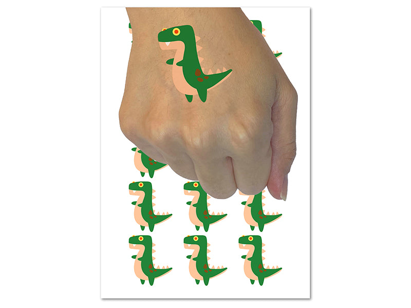 Tyrannosaurus Rex Dinosaur Doodle Temporary Tattoo Water Resistant Fake Body Art Set Collection (1 Sheet)