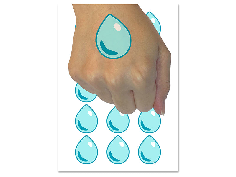 Water Drop Icon Outline Temporary Tattoo Water Resistant Fake Body Art Set Collection (1 Sheet)