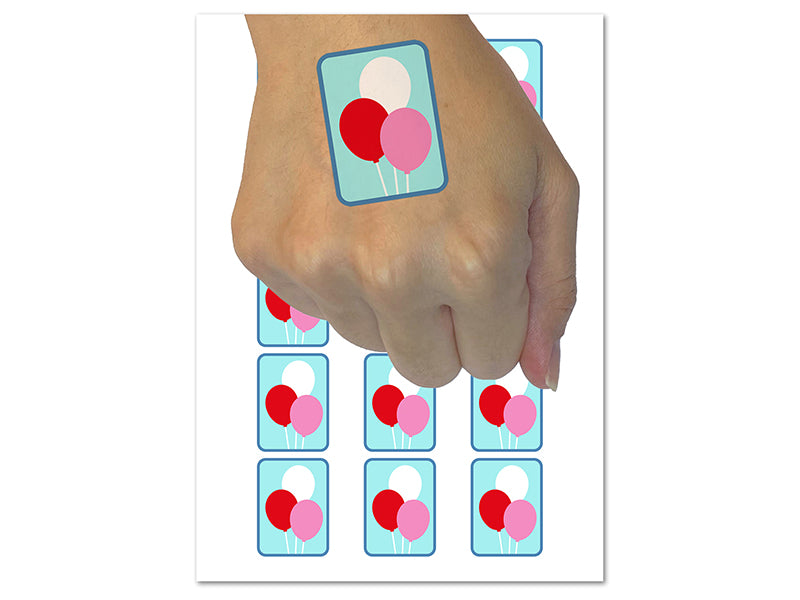 Birthday Balloons Trio Temporary Tattoo Water Resistant Fake Body Art Set Collection (1 Sheet)