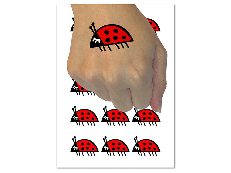 Ladybug On the Move Doodle Temporary Tattoo Water Resistant Fake Body Art Set Collection (1 Sheet)