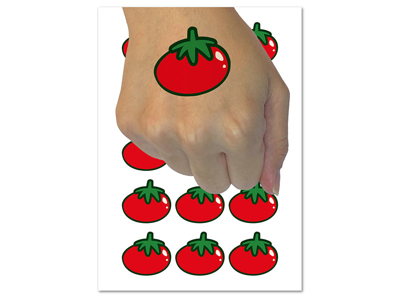 Tomato Fruit Vegetable Produce Doodle Temporary Tattoo Water Resistant Fake Body Art Set Collection (1 Sheet)