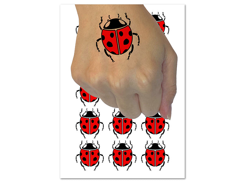 Ladybug Drawing Temporary Tattoo Water Resistant Fake Body Art Set Collection (1 Sheet)