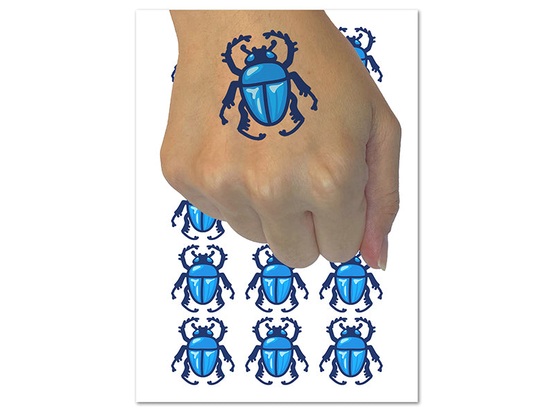 Scarab Beetle Temporary Tattoo Water Resistant Fake Body Art Set Collection (1 Sheet)