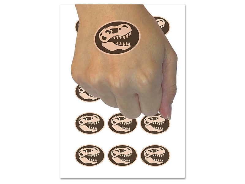 Tyrannosaurus Rex Skull Fossil Temporary Tattoo Water Resistant Fake Body Art Set Collection (1 Sheet)