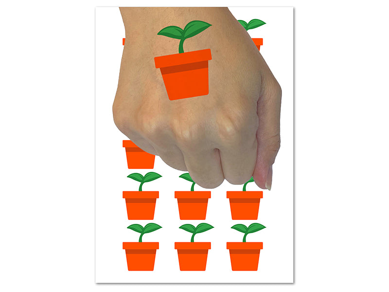 Plant Sprout Gardening Solid Temporary Tattoo Water Resistant Fake Body Art Set Collection (1 Sheet)