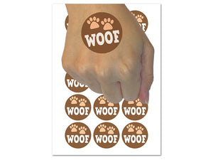 Woof Dog Paw Prints Fun Text Temporary Tattoo Water Resistant Fake Body Art Set Collection (1 Sheet)