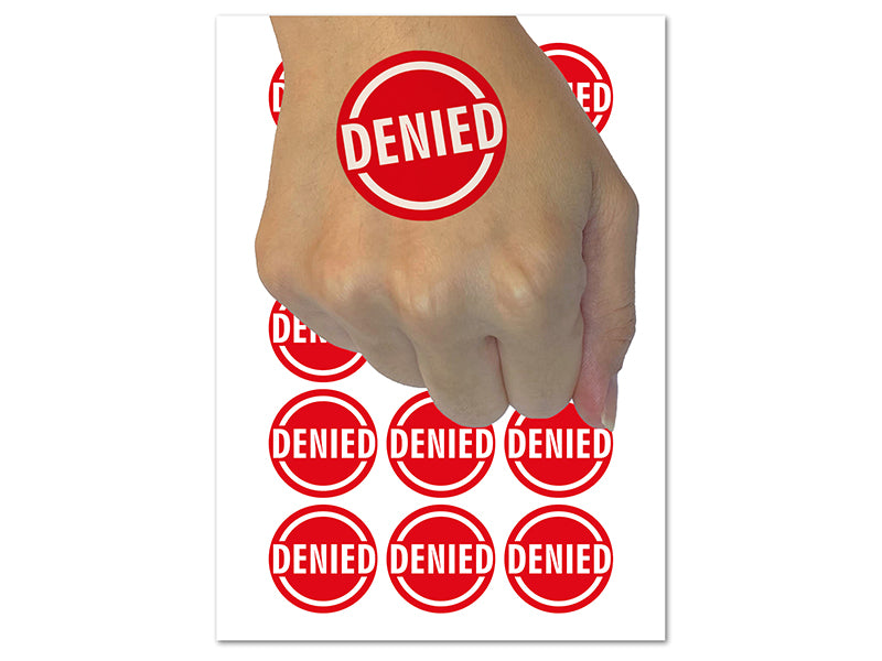 Denied Circle Temporary Tattoo Water Resistant Fake Body Art Set Collection (1 Sheet)