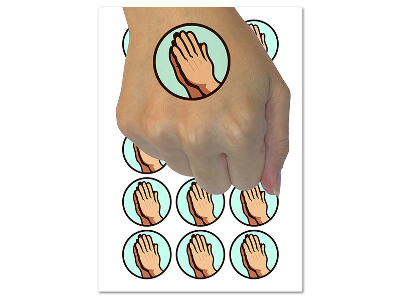 Praying Hands Temporary Tattoo Water Resistant Fake Body Art Set Collection (1 Sheet)