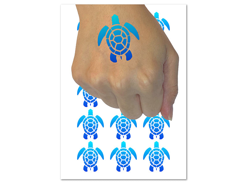 Sea Turtle Tribal Temporary Tattoo Water Resistant Fake Body Art Set Collection (1 Sheet)