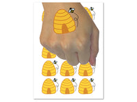 Bee Hive with Bee Temporary Tattoo Water Resistant Fake Body Art Set Collection (1 Sheet)