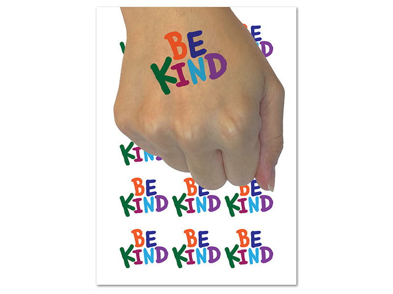 Be Kind Fun Text Temporary Tattoo Water Resistant Fake Body Art Set Collection (1 Sheet)