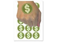 Dollar Sign Money in Circle Temporary Tattoo Water Resistant Fake Body Art Set Collection (1 Sheet)