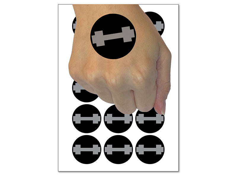 Dumbbell Barbell Weight Lifting Solid Temporary Tattoo Water Resistant Fake Body Art Set Collection (1 Sheet)