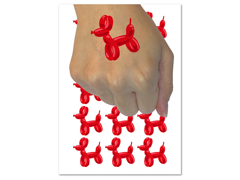 Balloon Animal Dog Temporary Tattoo Water Resistant Fake Body Art Set Collection (1 Sheet)