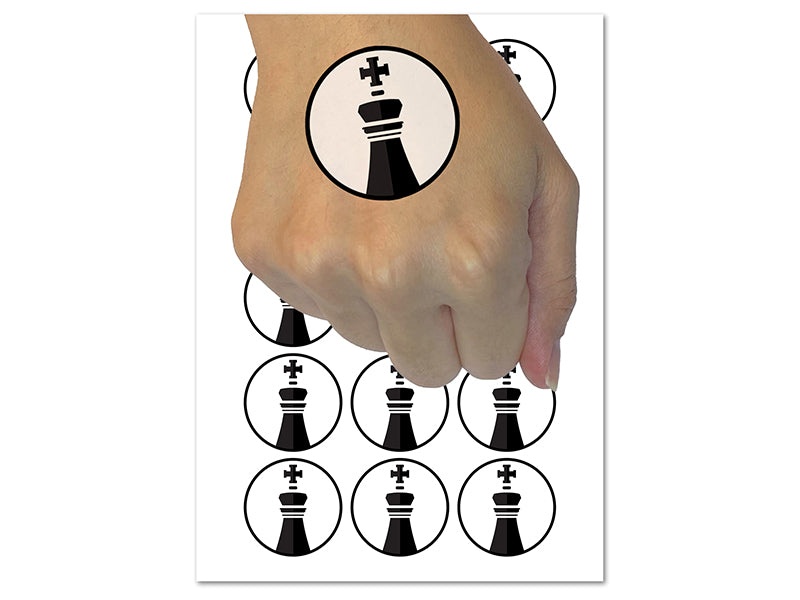 Chess Piece Black King Temporary Tattoo Water Resistant Fake Body Art Set Collection (1 Sheet)