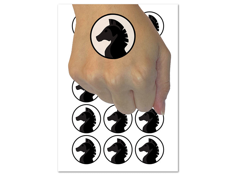 Chess Piece Black Knight Temporary Tattoo Water Resistant Fake Body Art Set Collection (1 Sheet)