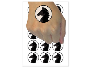 Chess Piece Black Knight Temporary Tattoo Water Resistant Fake Body Art Set Collection (1 Sheet)