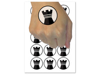 Chess Piece Black Rook Temporary Tattoo Water Resistant Fake Body Art Set Collection (1 Sheet)