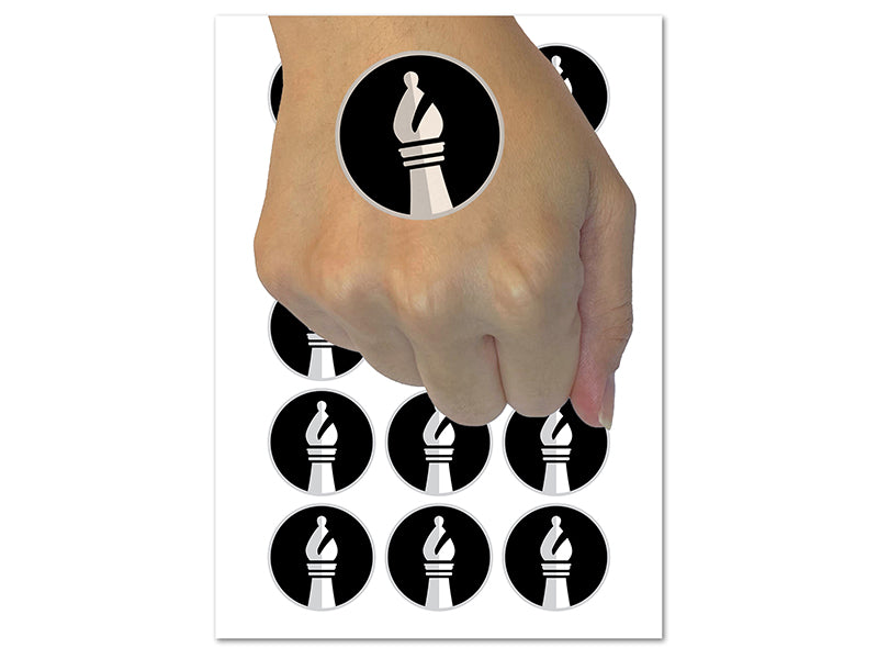 Chess Piece White Bishop Temporary Tattoo Water Resistant Fake Body Art Set Collection (1 Sheet)