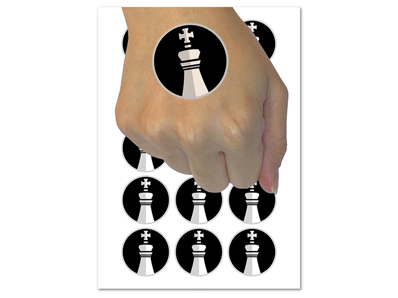 Chess Piece White King Temporary Tattoo Water Resistant Fake Body Art Set Collection (1 Sheet)