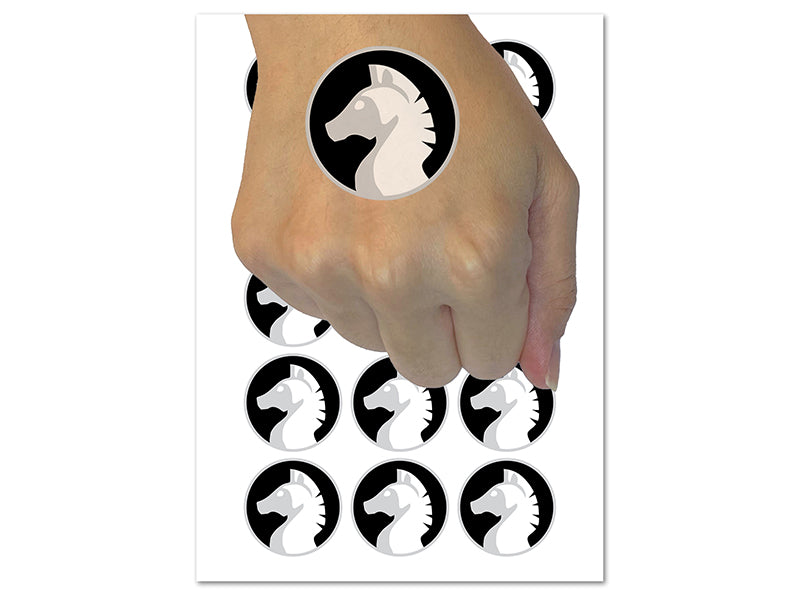 Chess Piece White Knight Temporary Tattoo Water Resistant Fake Body Art Set Collection (1 Sheet)