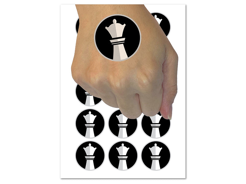 Chess Piece White Queen Temporary Tattoo Water Resistant Fake Body Art Set Collection (1 Sheet)