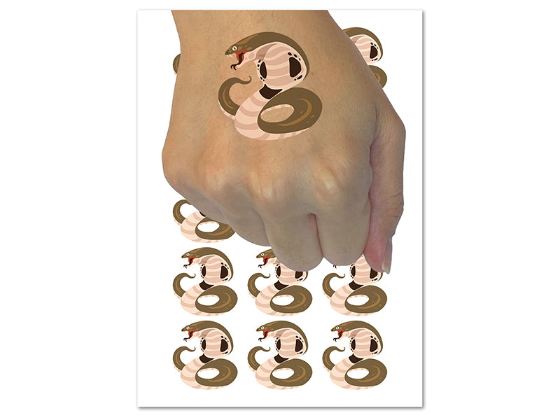 Coiled Cobra Snake Temporary Tattoo Water Resistant Fake Body Art Set Collection (1 Sheet)