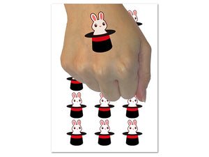 Cute Bunny Rabbit in Magician Hat Temporary Tattoo Water Resistant Fake Body Art Set Collection (1 Sheet)