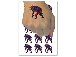 Ferocious Werewolf Monster Halloween Temporary Tattoo Water Resistant Fake Body Art Set Collection (1 Sheet)