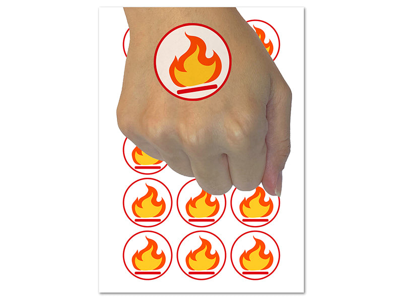 Flammable Fire Icon Temporary Tattoo Water Resistant Fake Body Art Set Collection (1 Sheet)