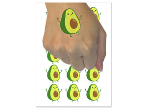 Friendly Avocado Buddy Temporary Tattoo Water Resistant Fake Body Art Set Collection (1 Sheet)