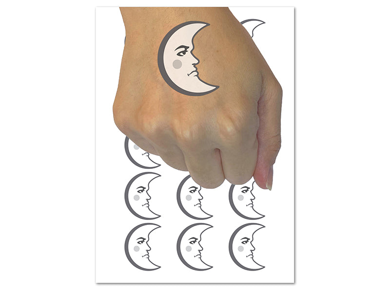 Heraldic Moon Face Temporary Tattoo Water Resistant Fake Body Art Set Collection (1 Sheet)